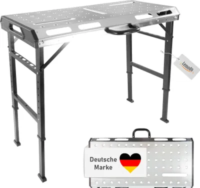 Produktbild von Schweißtisch klappbar, Werkbank höhenverstellbar aus Stahl, Multifunktionstisch bis 450kg belastbar