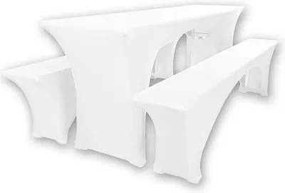 Productafbeelding van Famanu set biertafelhoezen van stretchmateriaal - wit, 50 x 220 cm