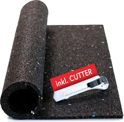Produktbild von BAUHELD® Antivibrationsmatte Waschmaschine 60x60 cm [Hergestellt in Deutschland] - Antirutschmatte / Gummimatte für Trockner, Kühlschrank, Kofferraum, oder Auto - Inkl. Cuttermesser