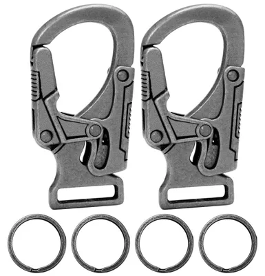 Produktbild von Karabinerhaken Legierung 4,8 cm, 2 Schlüsselringe, für Camping und Garten
