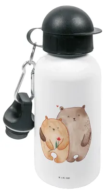 Produktbild von Mr. & Mrs. Panda Trinkflasche Bären Liebe - Weiß - Geschenk, Getränkeflasche, Kuscheln, Sportflasche, für den Kindergarten, Wasserflasche, Bär, Freundin, Verknallt