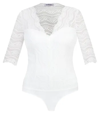 Produktbild von MarJo Blusen Body "Gina-Lotta" Spitze Halbarm | Off-White Größe: 34