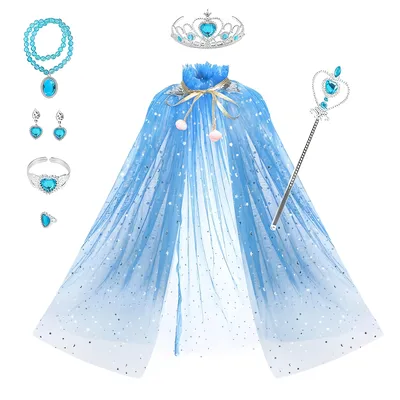 Produktbild von Elsa Frozen Cape-Set mit Schmuck 8-teilig