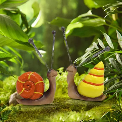 Produktbild von Dekorative Gartenschneckenfiguren - Set von 4 - Gartendekoration für außen - Tierornamente für Garten und Balkon