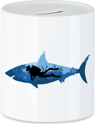 Produktbild von Suba Diving Fische Hai Spardose Hai Taucher Meer Ozean Fische Schwimmen Tauchen Taucherbrille