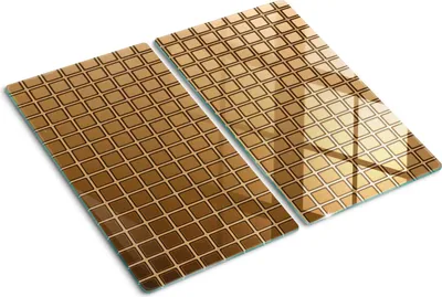 Obrázok produktu pre Sklenená ochranná doska – Kryt varnej dosky – Kryt na indukčnú dosku – 2x30x52 cm – Rýchle čistenie – Tvrdené sklo – Mozaikové zlato