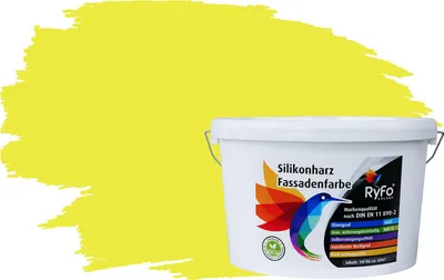 Produktbild von RyFo Colors Silikonharz Fassadenfarbe Lotuseffekt Trend Schwefelgelb 10l - bunte Fassadenfarbe, weitere Gelb Farbtöne und Größen erhältlich, Deckkraft Klasse 1