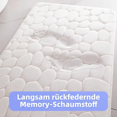Image de Tapis de bain en mousse à mémoire de forme, 60 x 120 cm, blanc, antidérapant pour la salle de bain