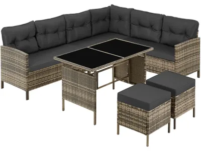 Produktbild von tectake® Rattan Lounge Barletta für 6 bis 8 Personen widerstandsfähig