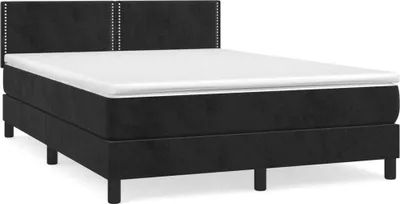 Produktbild von Boxspringbett mit Matratze Schwarz 140x190 cm Samt
