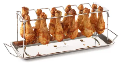 Immagine prodotto di Porta ali di pollo per barbecue in acciaio inox 37,5 x 15,5 x 2 cm