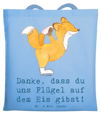 Produktbild von Mr. & Mrs. Panda dokumententasche Eiskunstlauf Trainerin Danke - Sky Blue - Geschenk, Schultasche, Danksagung, für, canvas tasche, festivaltasche, Choreographie, Hingabe