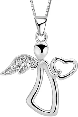 Produktbild von Damen Mädchen 45cm Engel Halskette mit Anhänger echt 925 Sterling Silber Schutzengel Echtschmuck Kinderkette K624+Org