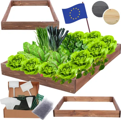 Produktbild von MODO24 Hochbeet Holz, Pflanzkasten, Massivholz, Kiefer, Kräuterbeet, Blumenkasten, Garten, Terrasse, 9x90x100 cm, Braun, ZP09