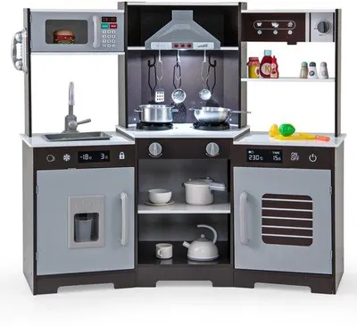 Immagine prodotto di Cucina giocattolo in legno - Bianca - Con luci e suoni - Include accessori per bambini