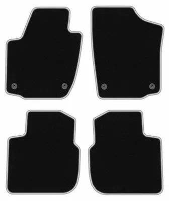 Imagen del producto de Alfombrillas de moqueta para Skoda Rapid 2013-2019 (liftback/sedán/Spaceback) – juego de 4 piezas, negro/plata, a medida – Wielganizator CARLUX
