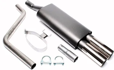 Produktbild von Sportauspuff 2x76mm rund gebördelt mit ABE für VW Polo 86c inkl. coupe