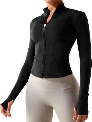 Produktbild von Freetoo Damen Yoga-Oberteile, Schnell trocknende Yoga-Kleidung, Zipper Damen Sportoberteile, enge Sportbekleidung
