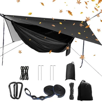 Productafbeelding van Camping Hangmat Set met Muggennet en Regenzeil