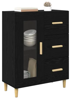 Image de vidaXL Sideboard noir imitation chêne 69,5 x 34 x 90 cm Bois composite