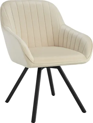 Image de Chaise pivotante avec accoudoirs Snug en velours, rembourrée - crème, par pièce