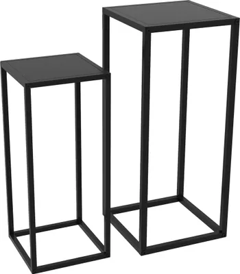 Obrázek produktu pro Sada 2 ks stojanů na květiny, podstavce na květiny s ocelovými nohami, skandinávský design, stojany na květiny do zahrady a na balkon, černé, 31,00 cm