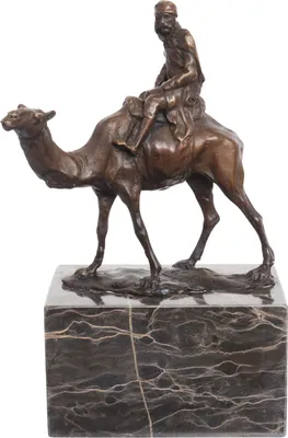 Produktbild von Skulptur Kamel Reiter Antik-Stil Bronzeskulptur Bronze Figur Statue 22cm