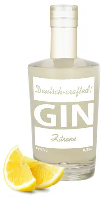 Produktbild von Gin mit Zitrone 0,35L flavored mit natürlichem Zitronenaroma NICHT SÜß! 47% Vol. Zitrus Limone