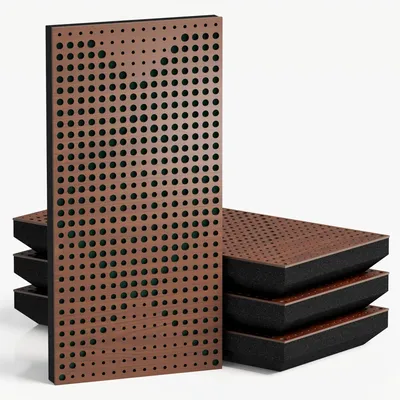 Zdjęcie produktu dla Zestaw 10 wąskich paneli akustycznych WILDS-F, obita welurem, wymiar 50x25 cm, kolor orzech/zielony