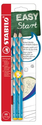 Image de STABILO EASYgraph HB, crayons à mine pour gauchers, bleu clair - 2 pièces.