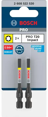 Obrázok produktu pre Bosch bit PRO Torx Impact, T20, 55 mm - 2 ks