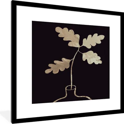 Produktbild von MuchoWow® Gerahmtes Poster Blätter - Gold - Luxus 40x40 cm - Poster mit Schwarzem Bilderrahmen Wandposter Rahmen Foto Bilder - Poster - Plakat im Rahmen