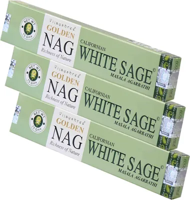 Produktbild von 3x Golden Nag White Sage Räucherstäbchen 45g – Reinigender Naturduft Räucherwerk