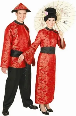 Produktbild von O9071-42 rot-schwarz Damen Kostüm-Kleid-Kimono Gr.42
