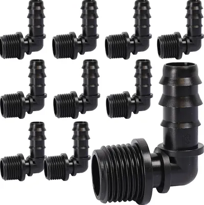 Obrázok produktu pre Koleno pre kvapkacie hadice na vodu 16 mm s vonkajším závitom 1/2" x10