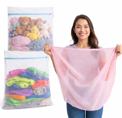 2er Set XXL Wäschenetze 60x90 cm mit Reißverschluss