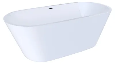 Produktbild von Duschspa 170x80cm freistehende ovale Acryl-Badewanne in Weiß mit Überlauf und vormontiertem Zubehör für Badezimmer