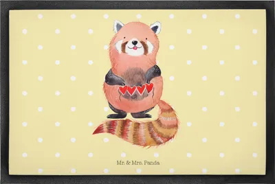 Produktbild von Mr. & Mrs. Panda Sauberlaufmatte Roter Panda 60 x 90 cm - Gelb Pastell - Geschenk, Schmutzmatte, Rot, Eingangsteppich, bodenmatte, Fussmatte, Bodenvorleger, Liebe, Herz