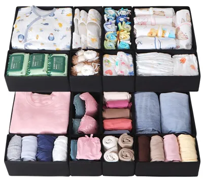 Productafbeelding van Ladeverdeler lade organizer - 16-delig - Zwart - Voor commode en kledingkast