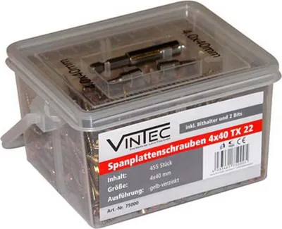 Produktbild von Spanplattenschrauben 4x40 TX 22 inkl. Bithalter und 2 Bits 75000