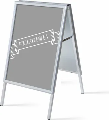 Produktbild von Showdown Kundenstopper - DIN A1 - Komplett-Set - Willkommen Deutsch - Grau/Schwarz