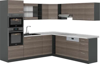Image de Cuisine en angle Vicco R-Line Gris noble 247x60cm , PT Marbre, Model 53776