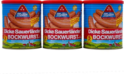 Zdjęcie produktu dla 3 x 400g Metten thick Sauerland bockwurst 1,2kg