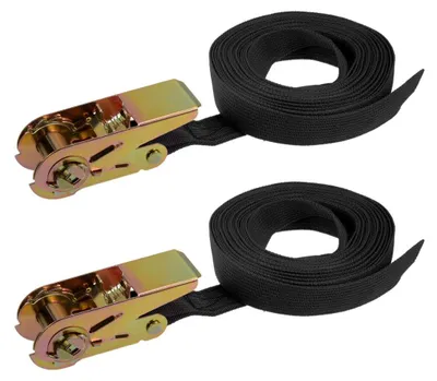 2er-Set Ratschengurt Zurrgurt bis 250 kg, 4,5 m x 25 mm, Schwarz