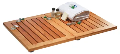 Bambus Badematte rutschfest 61 x 46 cm rechteckig natürlich