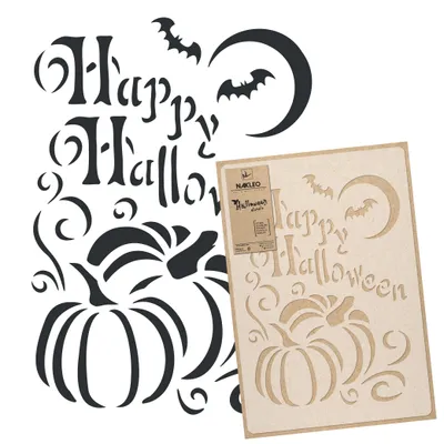 Obrázek produktu pro Nakleo Halloween Malířská šablona Dýně Netopýři 43x64cm