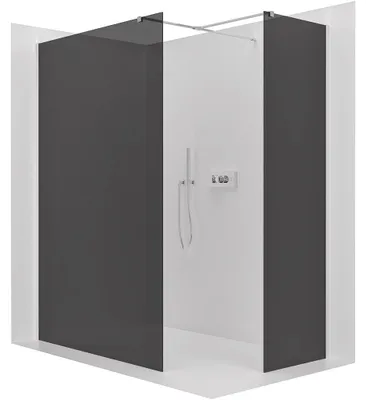 Produktbild von CERANO - Duschabtrennung Walk-in Onyx T, links/rechts - 8 mm - rechteckige Stützen - Chrom, getöntes Glas (grau) - 120x90x200 cm