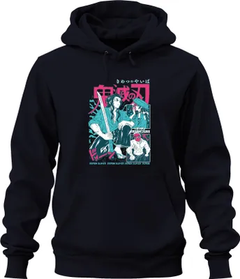 Zdjęcie produktu dla Demon Slayer Kimetsu no Yaiba Schwert Samurai Anime Japan Y2K Streetwear Maske Uni Bluza z kapturem Kapuzenpullover, Granatowy, XXL