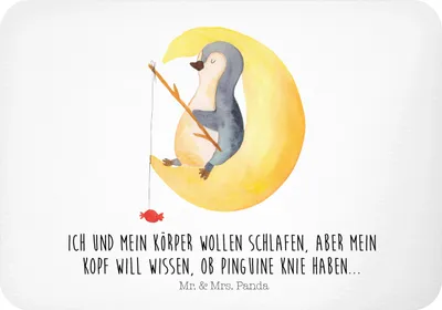 Produktbild von Mr. & Mrs. Panda magnet Pinguin Mond - Weiß - Geschenk, Süßigkeiten, Kühlschrankmagnet, memomagnet, Neugierig, Spruch, haftmagnet, zettelhalter, whiteboardmagnet