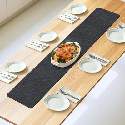 Zdjęcie produktu dla Bieżnik filcowy, 150 x 30 cm, kolor antracytowy, odporny na temperaturę do 200°C